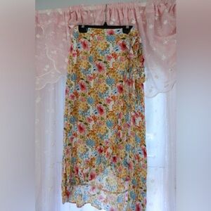 Cynthia Rowley Floral Wrap Skirt with Blue and Orange Accents